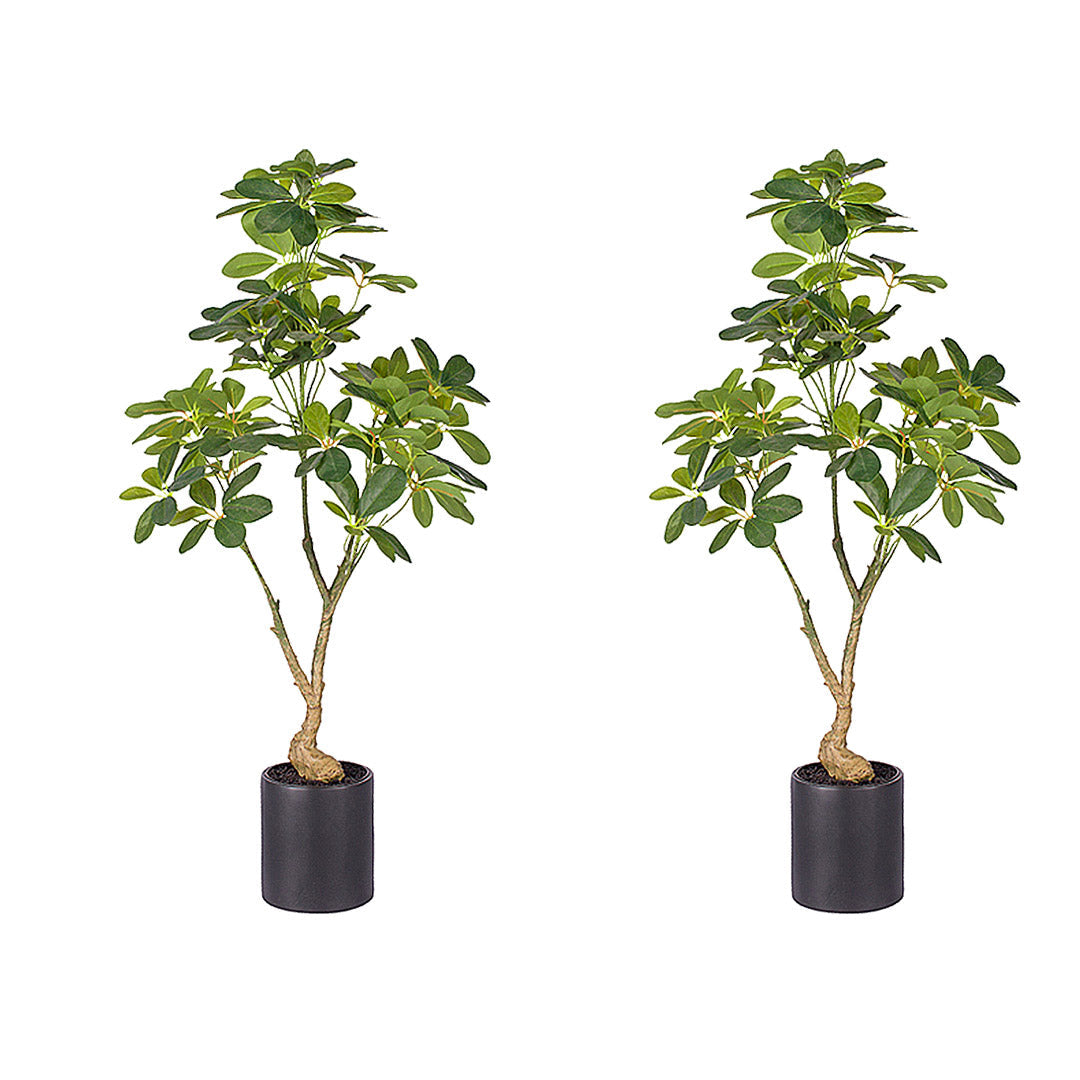 SOGA 2X 120cm Artificial Natural Green Schefflera Dwarf Umbrella Tree Fake Tropical Indoor Plant Home Office Decor