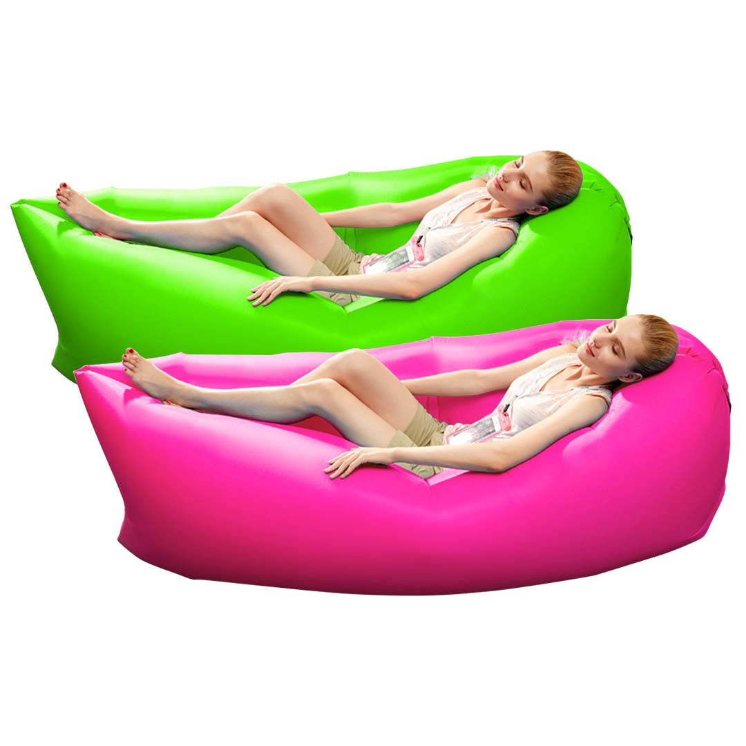 2X Fast Inflatable Sleeping Bag Lazy Air Sofa Pink/Green