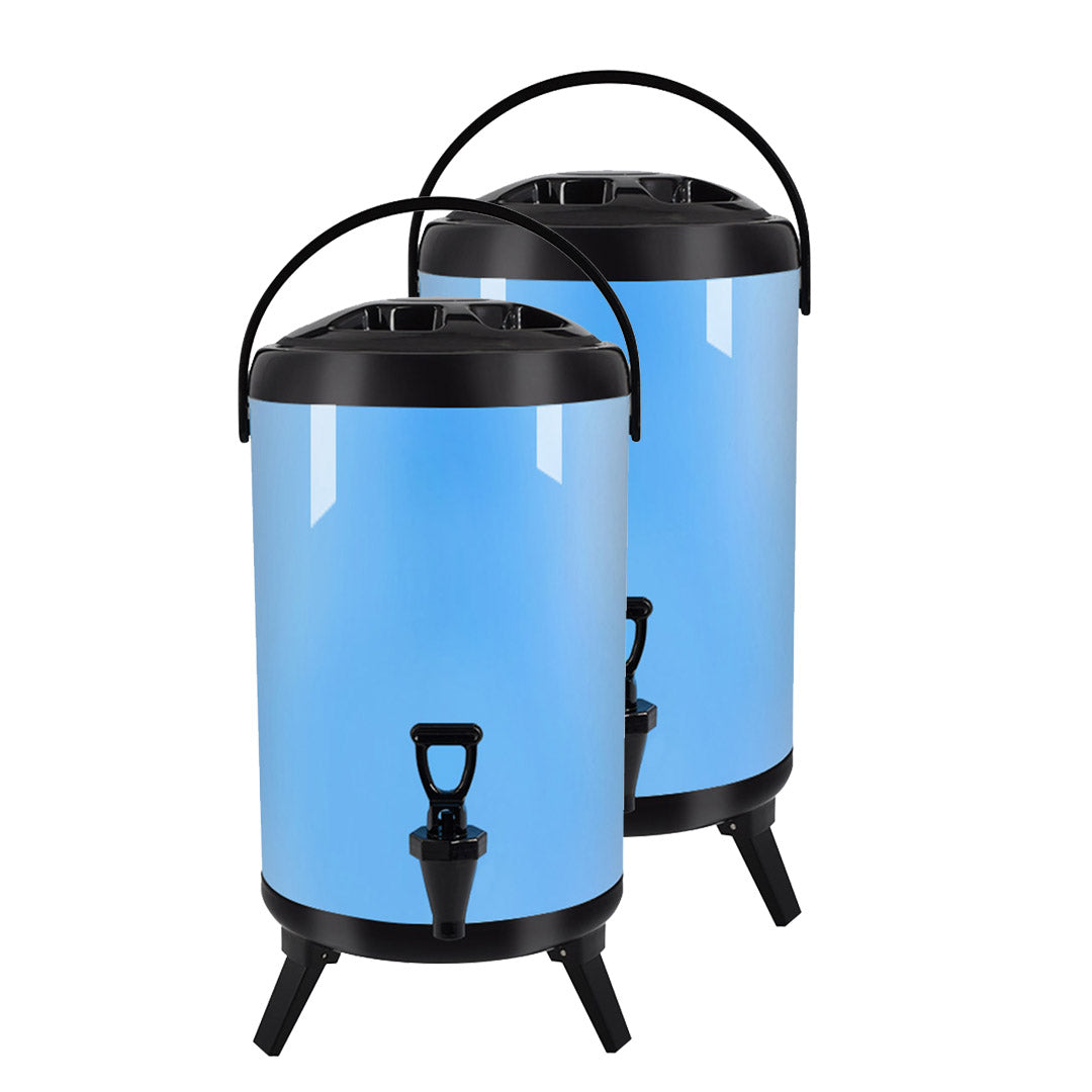 SOGA 2X 16L Stainless Steel Insulated Milk Tea Barrel Hot and Cold Beverage Dispenser Container with Faucet Blue