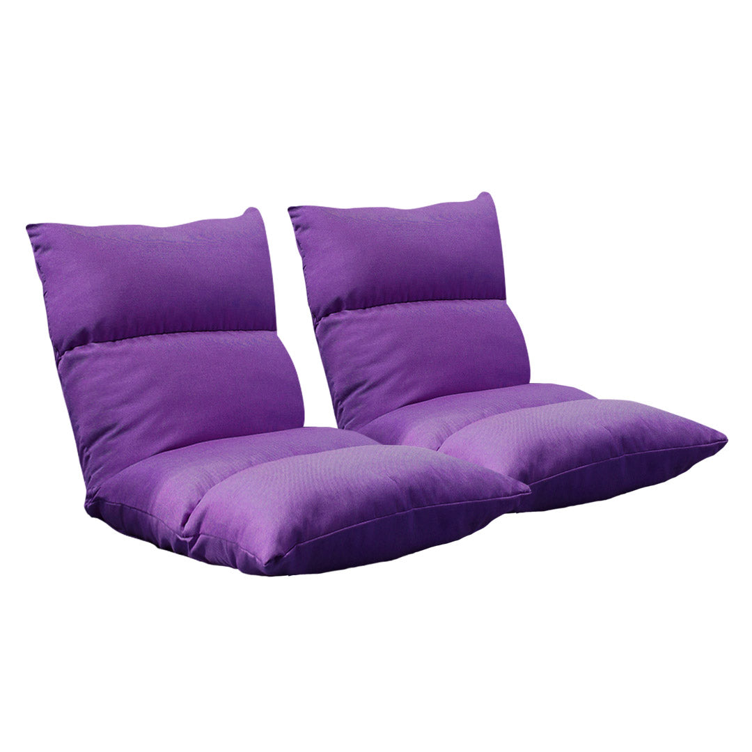 SOGA 2X Lounge Floor Recliner Adjustable Lazy Sofa Bed Folding Game Chair Purple