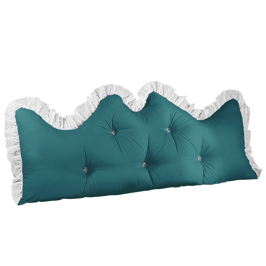 SOGA 180cm Blue-Green Princess Bed Pillow Headboard Backrest Bedside Tatami Sofa Cushion with Ruffle Lace Home Decor