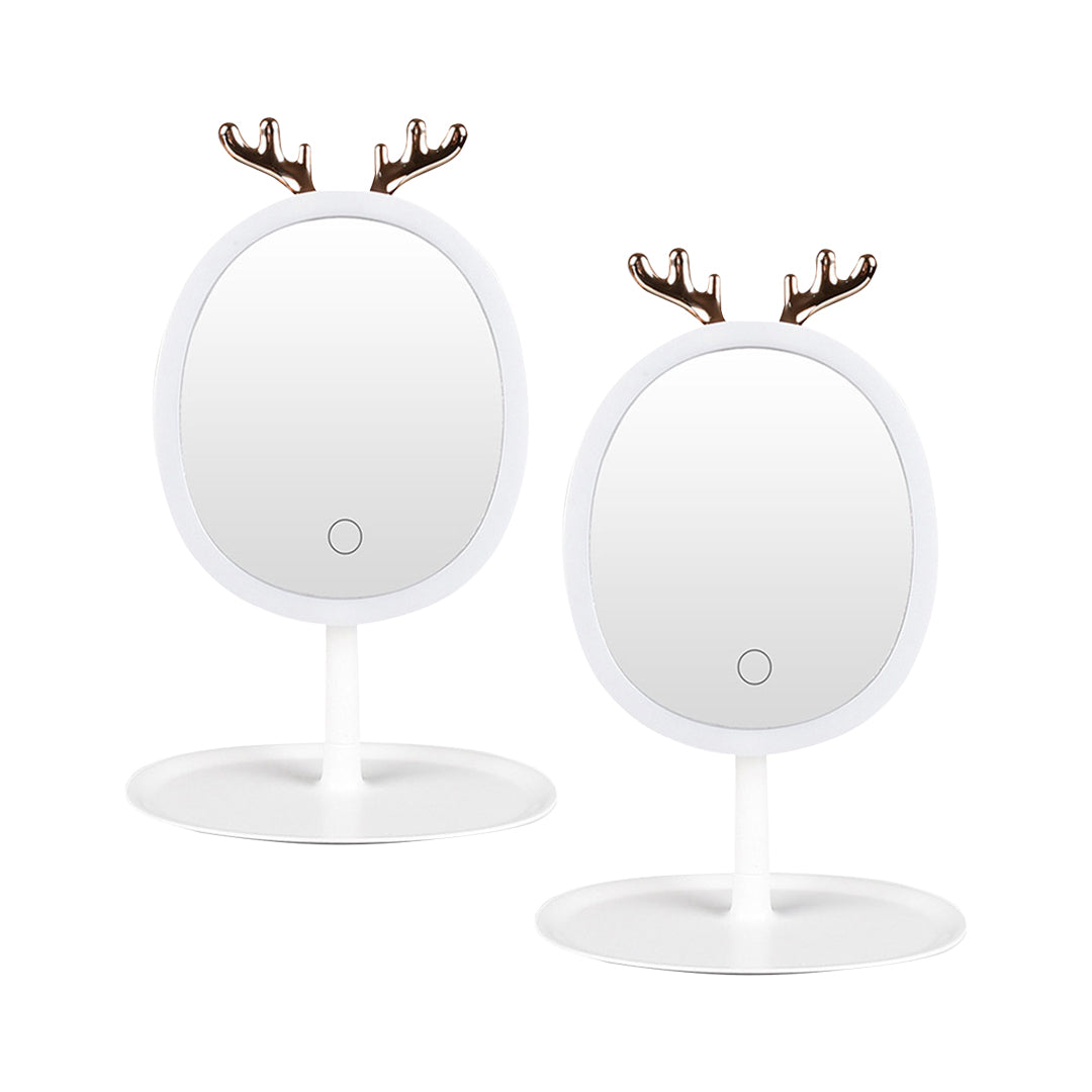 SOGA 2X White Antler LED Light Makeup Mirror Tabletop Vanity Home Decor