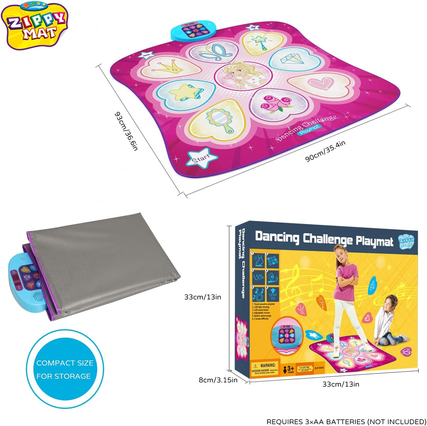 Zippy Mat Dance Mat - Kids Dancing Play Mat with 4 Game Modes