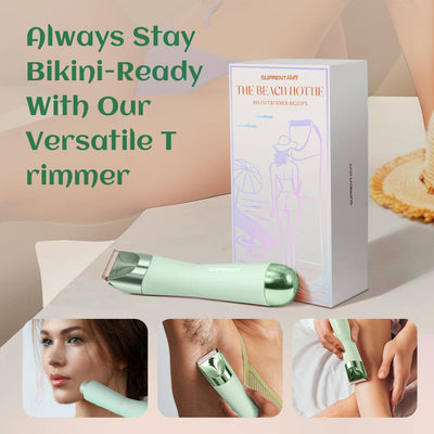 Bikini Trimmer Women- Painless Ladies Hair Removal Waterproof Wet & Dry- 2 in 1 Lady Shaver for Pubic Hair & Facial Hair- Cordless Electric Razors with USB-C Rechargeable