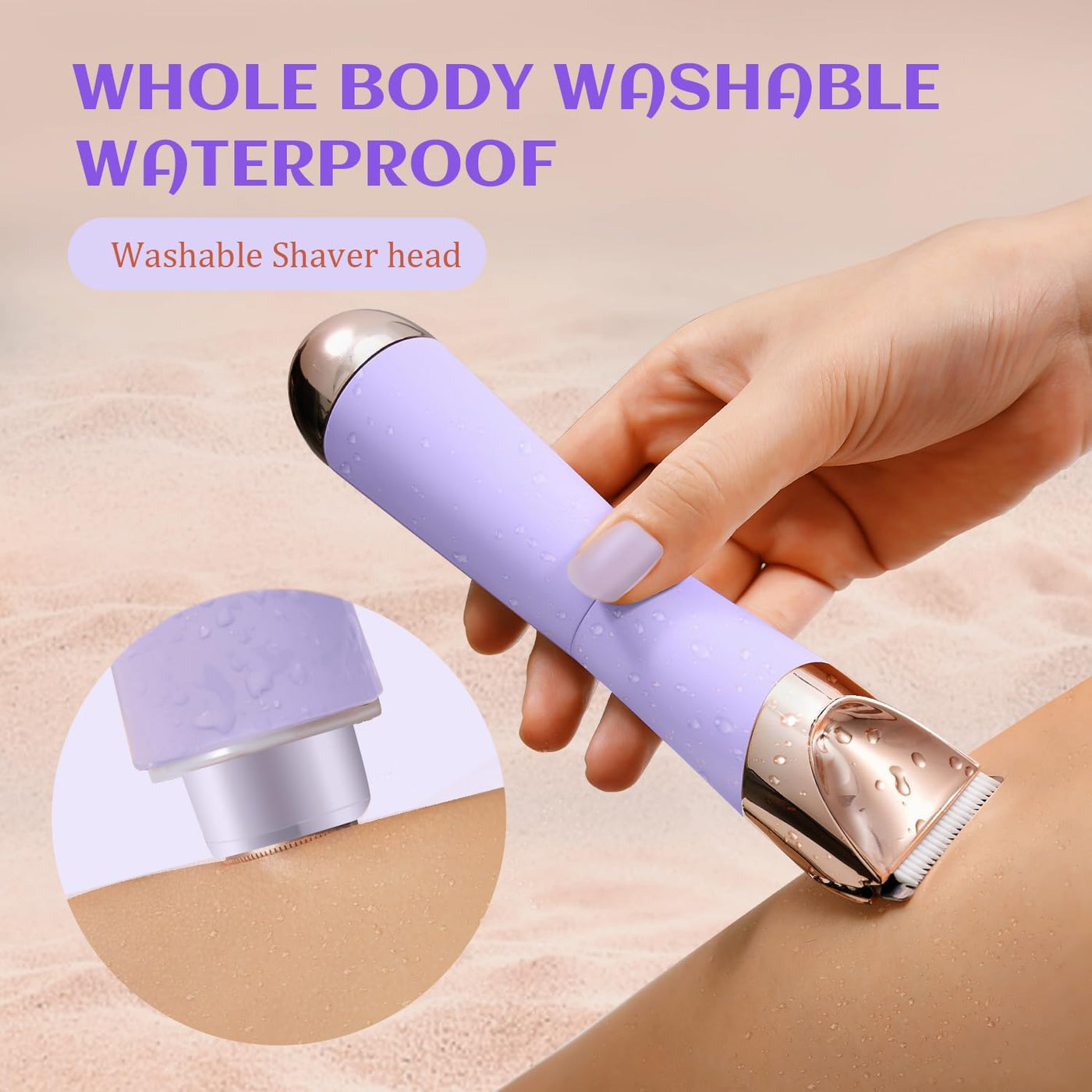 Bikini Trimmer Women- Painless Ladies Hair Removal Waterproof Wet & Dry- 2 in 1 Lady Shaver for Pubic Hair & Facial Hair- Cordless Electric Razors with USB-C Rechargeable