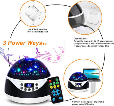 Night Light with Music & Timer, MOKOQI Star Light Projector - Sound Machine for Baby Sleeping, Birthday Gifts for Girls Boys 1-6-12, Remote Control Projection Lamp Invited Colour Starry Sky to Home