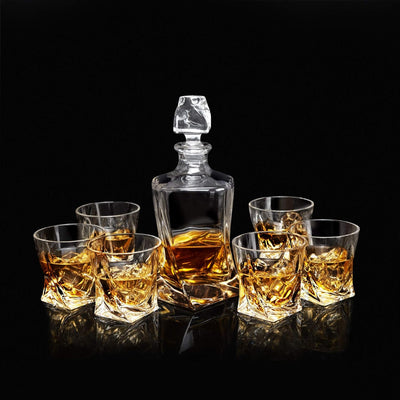 Whiskey Decanter Set, Premium Crystal Liquor Decanter with 6 Old Fashioned Glasses for Cocktail Scotch Bourbon Irish Whisky Alcohol, Unique Men Gifts for Father's Day