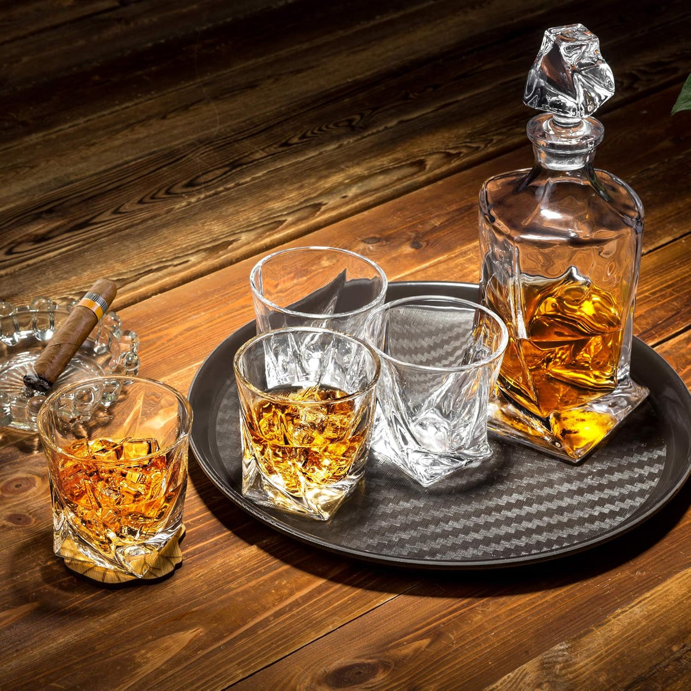 Whiskey Decanter Set, Premium Crystal Liquor Decanter with 6 Old Fashioned Glasses for Cocktail Scotch Bourbon Irish Whisky Alcohol, Unique Men Gifts for Father's Day