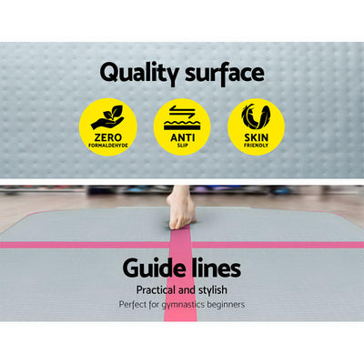 Everfit 3m x 1m Air Track Mat Gymnastic Tumbling Pink and Grey