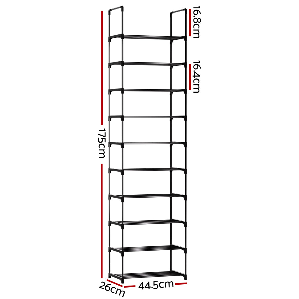 Artiss Shoe Rack DIY Stackable 10-tier Black Dunn