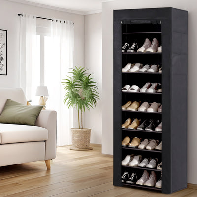 Artiss Shoe Rack Cabinet Removable Cover 10 tier Black