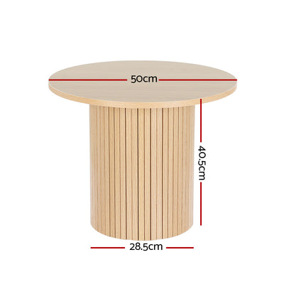 Artiss Coffee Table Round Side Table Fluted Base PIIA