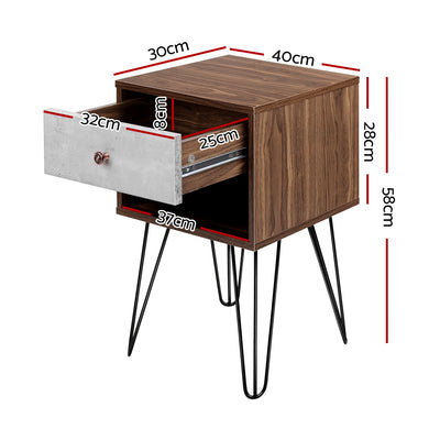 Artiss Bedside Table 1 Drawers with Shelf - LARS