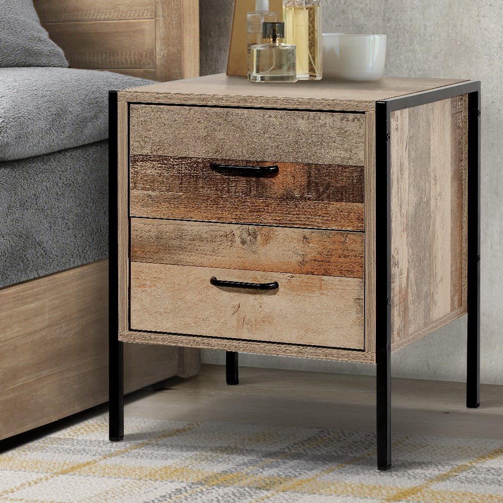 Artiss Bedside Table 2 Drawers - BARNLY