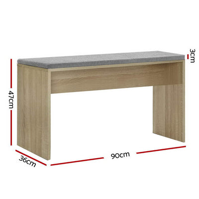 Artiss Dining Bench NATU Upholstery Seat Stool Chair Cushion Kitchen Furniture Oak 90cm