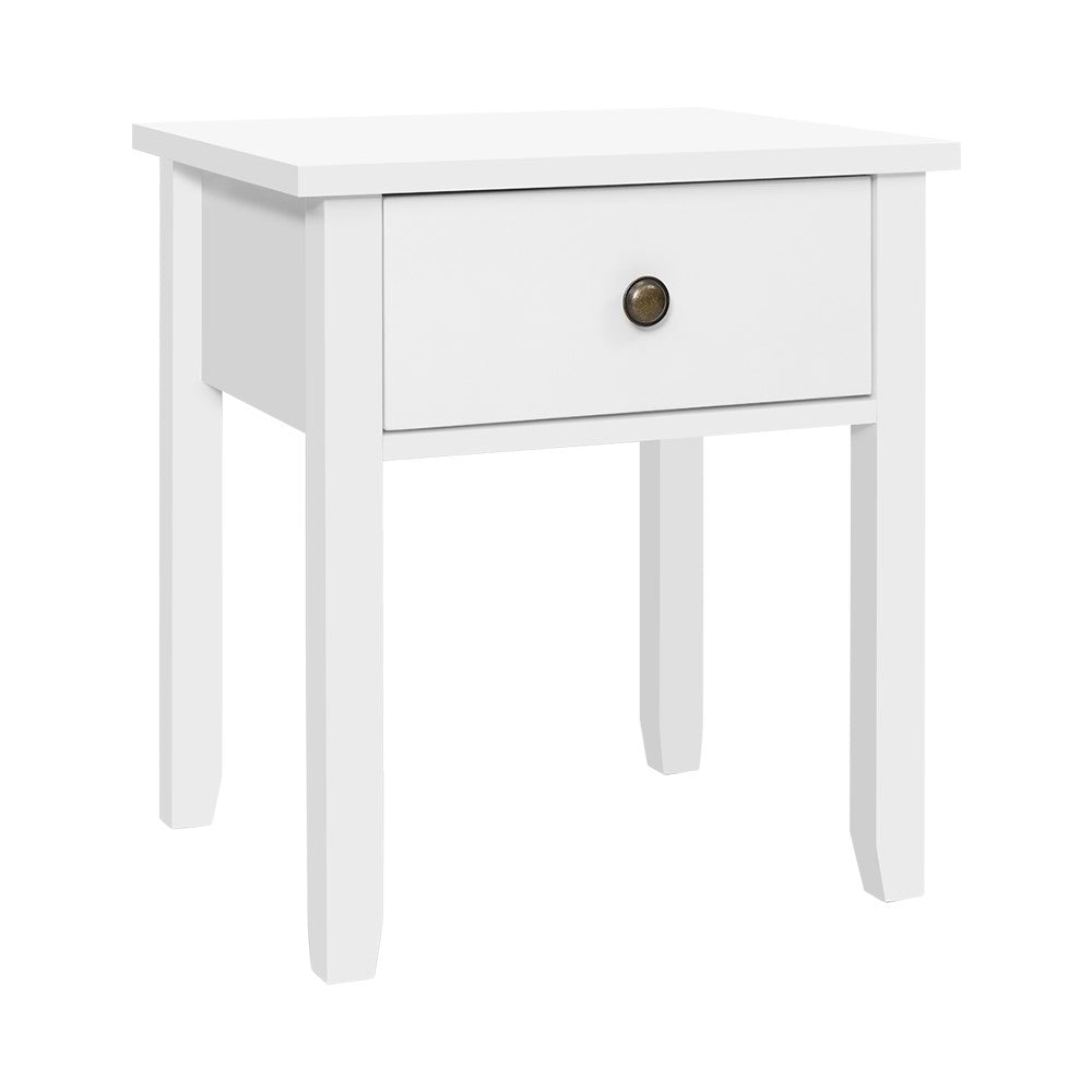 Artiss Bedside Table 1 Drawer - BOW White