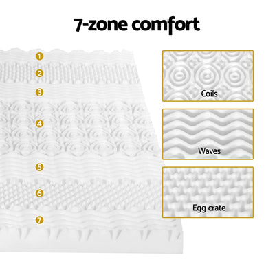 Giselle Bedding Memory Foam Mattress Topper 7-Zone Airflow Pad 8cm Queen White