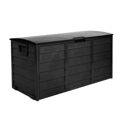 Gardeon Outdoor Storage Box 290L Lockable Organiser Garden Deck Shed All Black