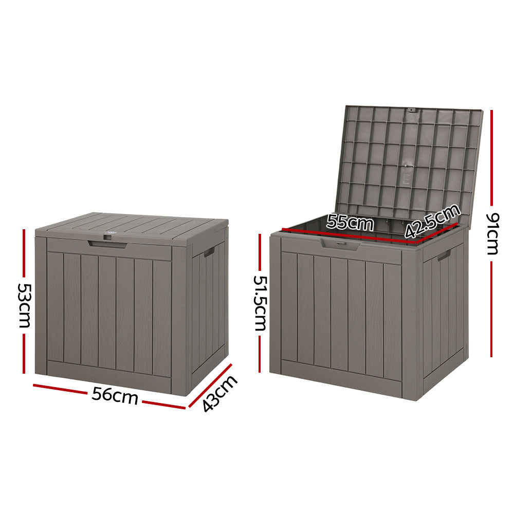 Gardeon Outdoor Storage Box 118L Container Lockable Indoor Garden Toy Tool Shed Grey