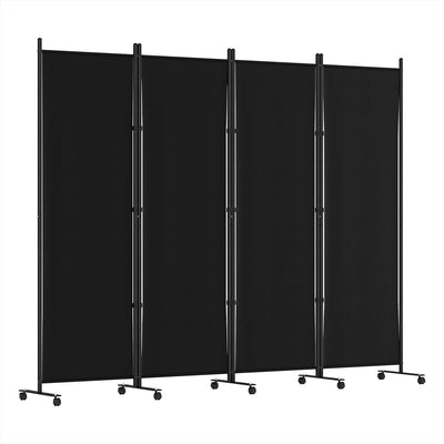 Artiss 4 Panel Room Divider Screen 217cm Wheel Fabric Black