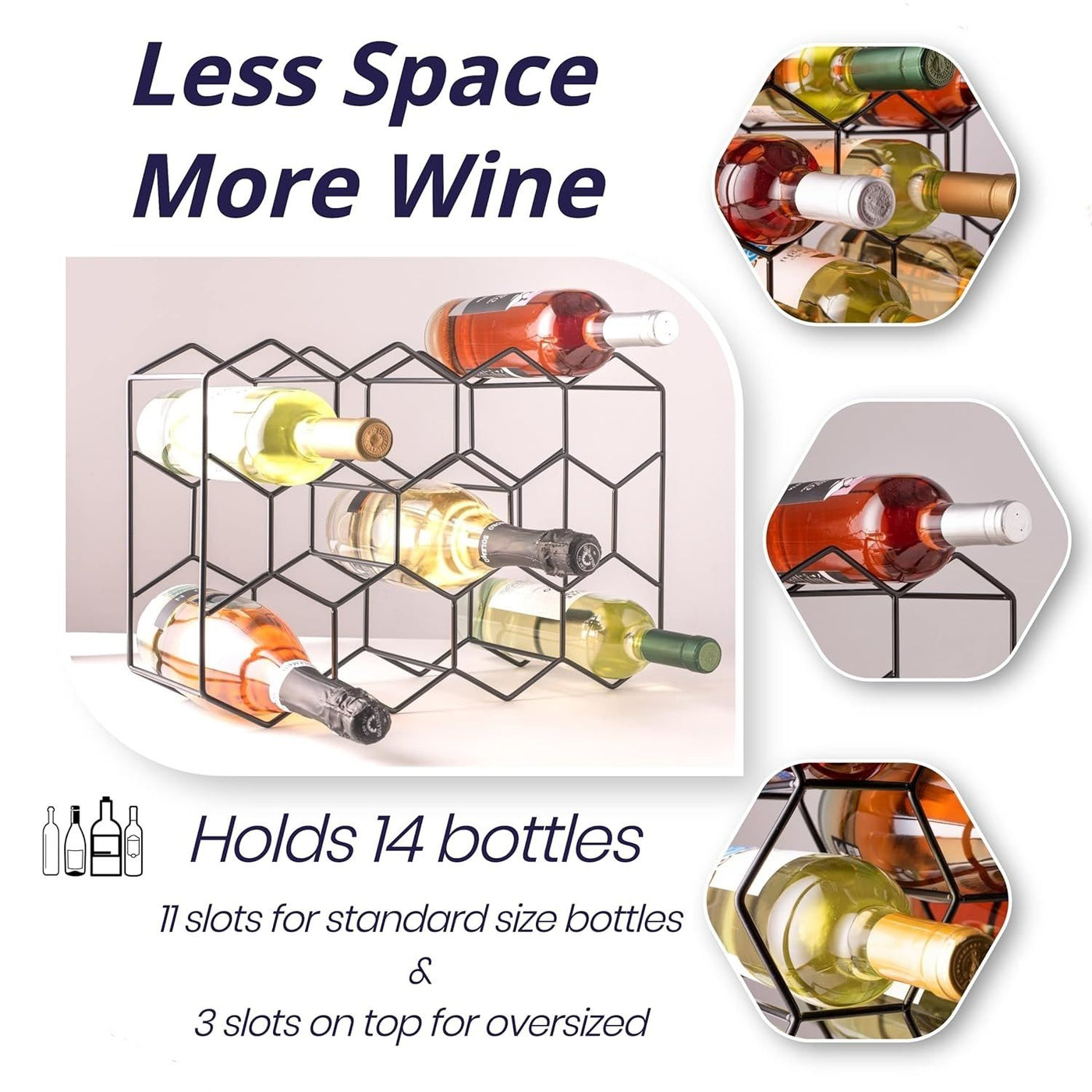 14 Bottle Freestanding Modern Metal Countertop Wine Rack Countertop