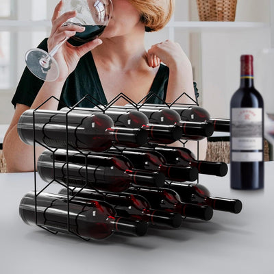 14 Bottle Freestanding Modern Metal Countertop Wine Rack Countertop