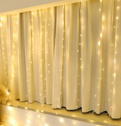 300 LEDs Window Curtain Fairy Lights 8 Modes and Remote Control for Bedroom (Warm White, 300 x 300cm)