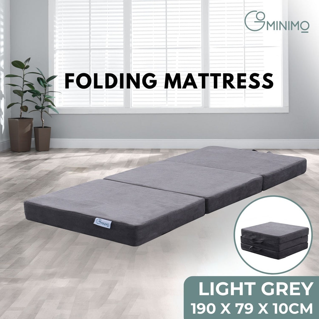 GOMINIMO 3 Fold Folding Mattress Single Light Grey