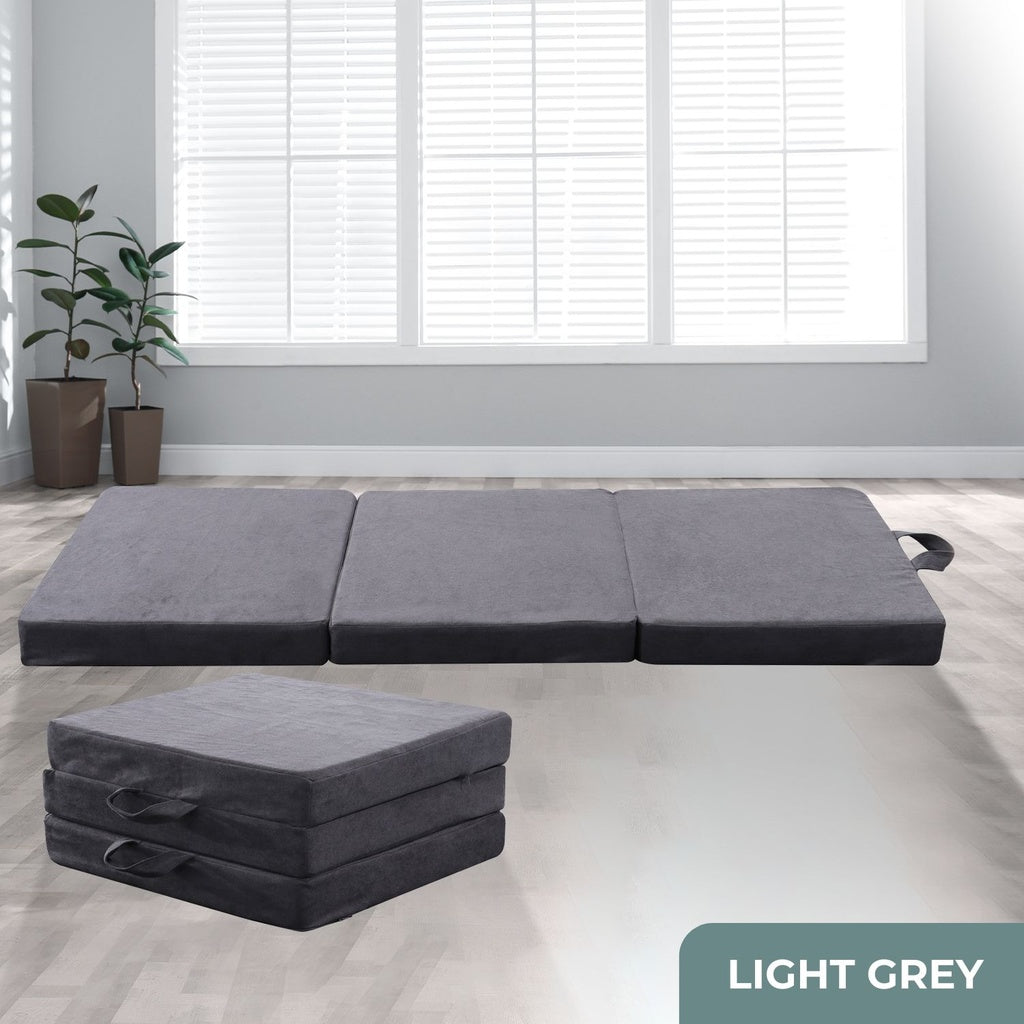 GOMINIMO 3 Fold Folding Mattress Single Light Grey