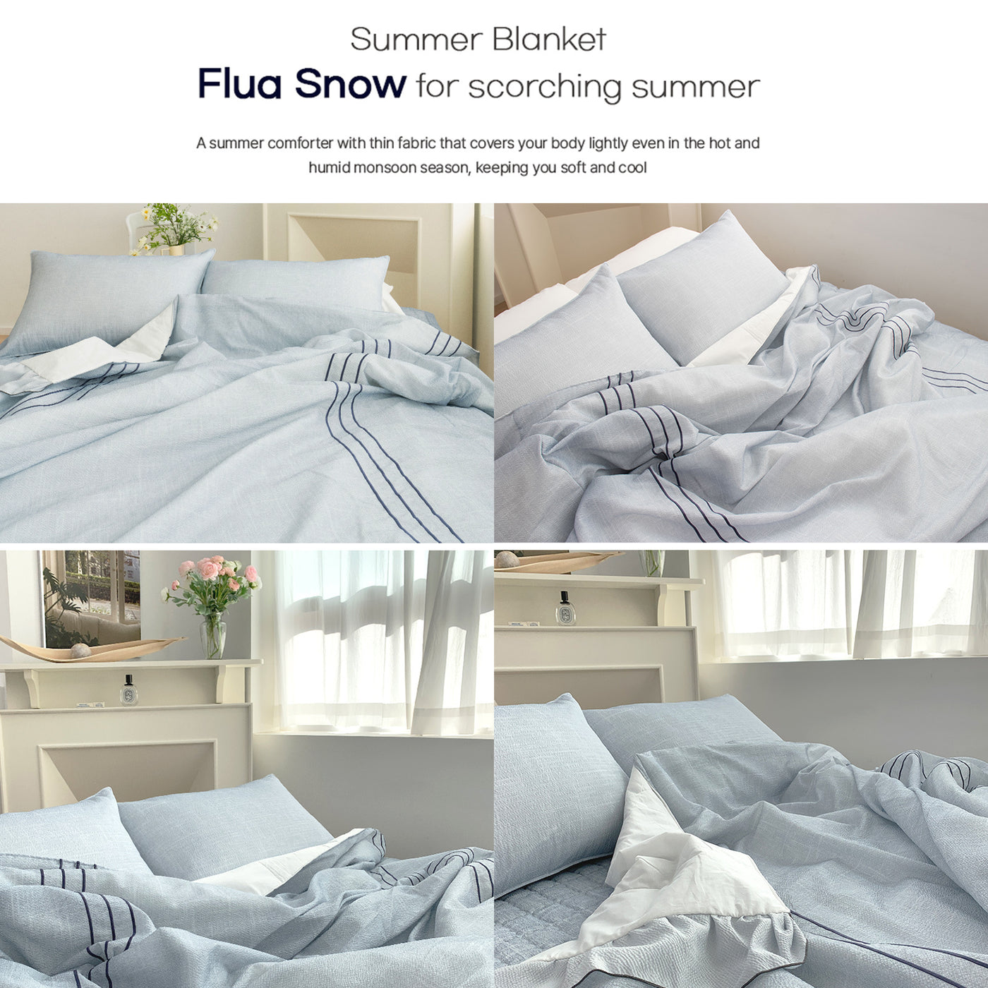 Saesom Flua Snow Comforter Set Queen Cool Quilt Bedspread WHITE