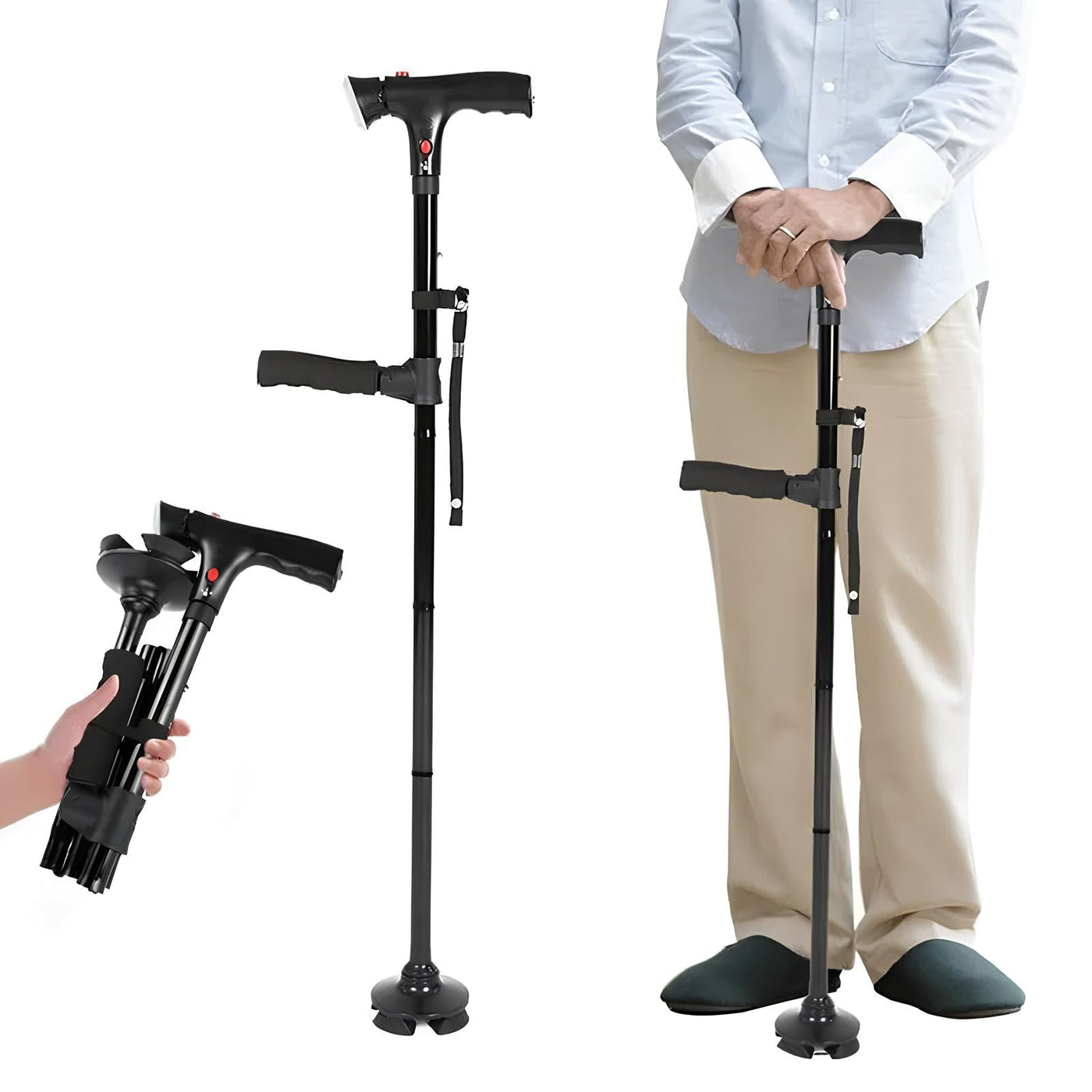 Easy To Collapse Walking Cane Stick with LED