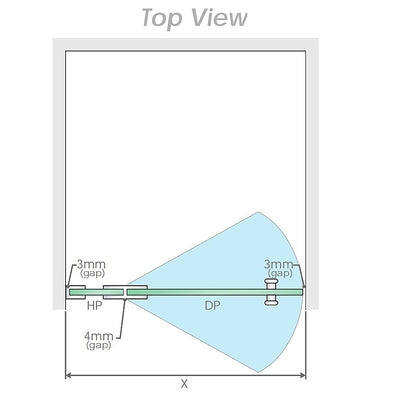 120x90cm Corner Frameless Shower Screen with Chrome Channel and SS Hinges, Round Handle