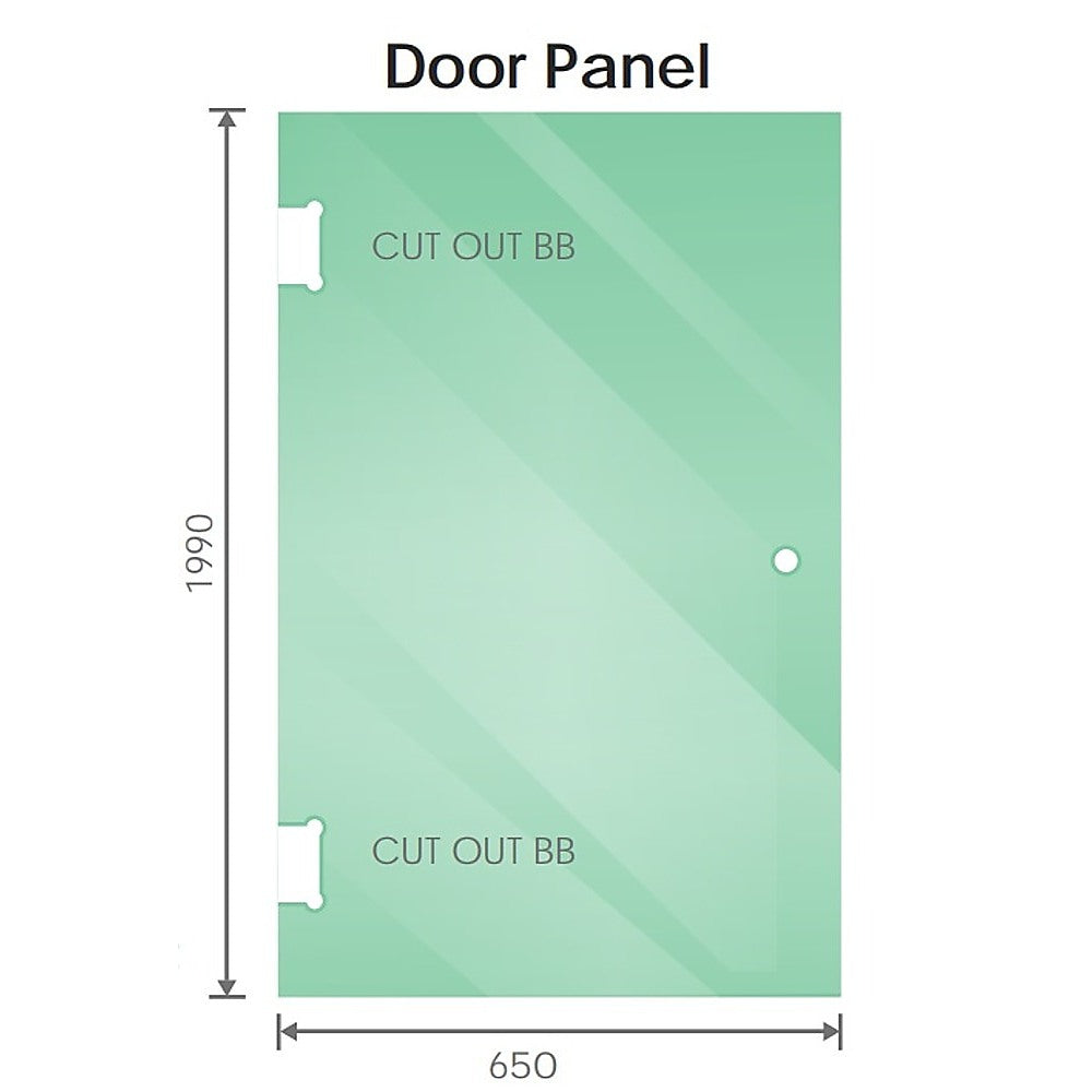 120x90cm Corner Frameless Shower Screen with Chrome Channel and SS Hinges, Round Handle