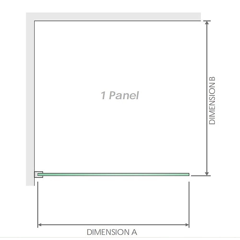 120x90cm Corner Frameless Shower Screen with Chrome Channel and SS Hinges, Round Handle