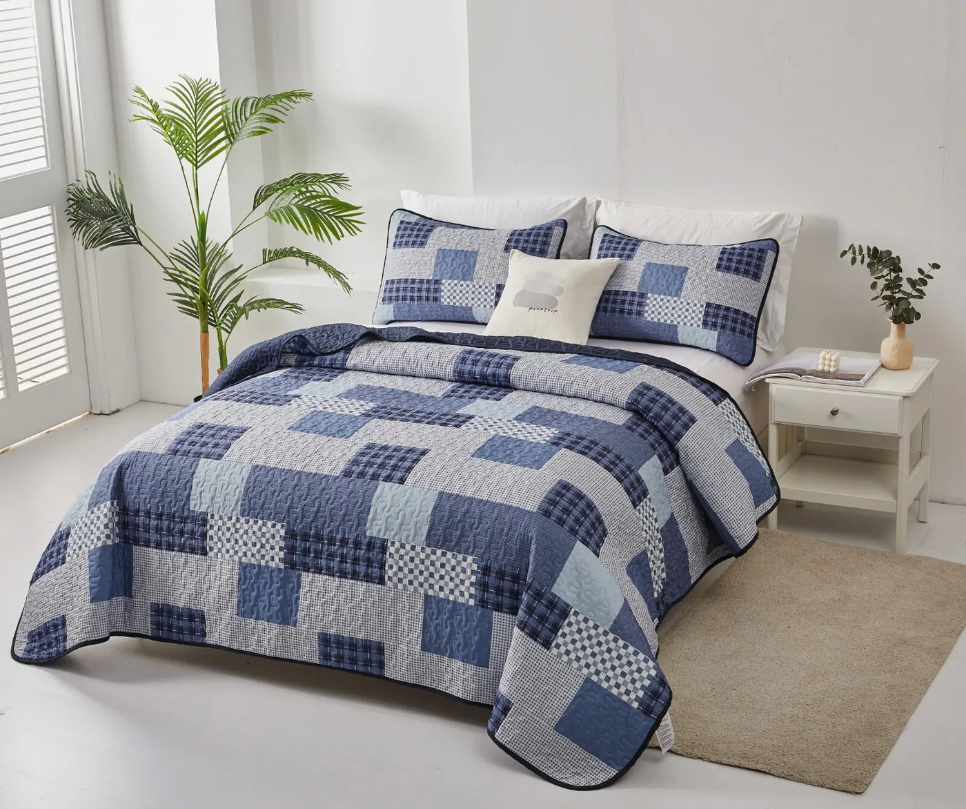 Zesty Quilted bedspread and pillowcovers set: Energize Your Bedroom Decor - Queen size