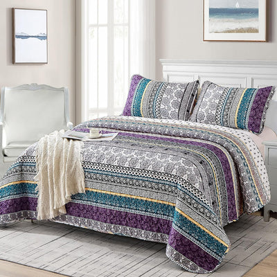 Aesthetic Quilted Bedspread and Pillowcases Set: Unify Your Bedroom's Look - Queen size