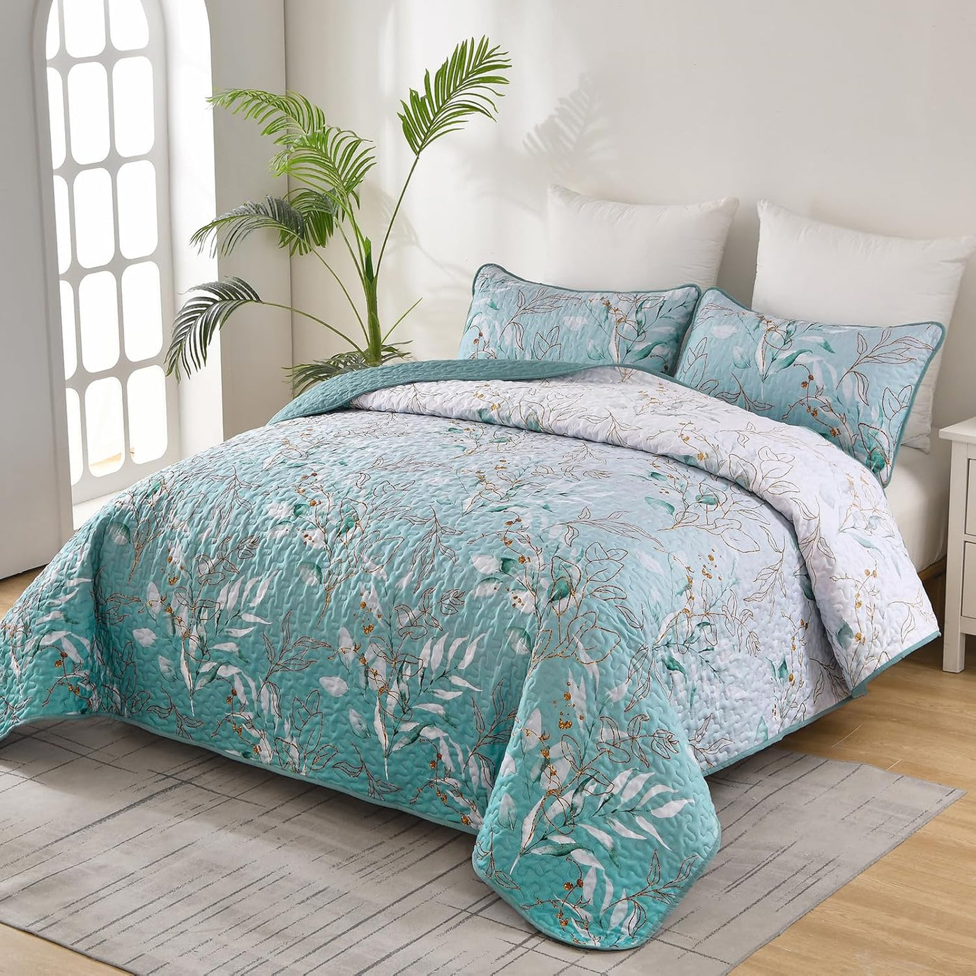 Radiating Quilted bedspread and pillowcovers set: Shine in Your Bedroom - Queen size