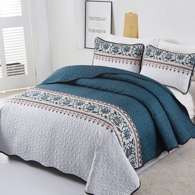 Distinguished Quilted Bedspread and Pillowcases Set: Enhance Your Bedroom Appeal - Queen size