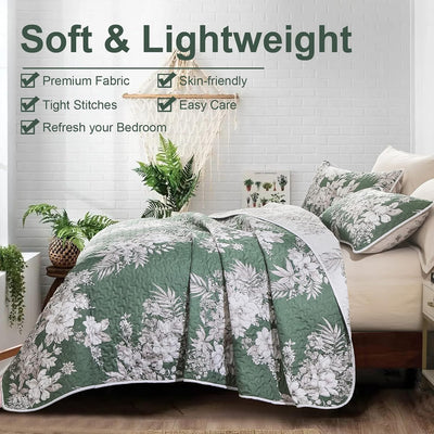 Sophisticated Quilted Coverlet and Pillowcases Set: Elevate Your Bedroom Decor - Queen size