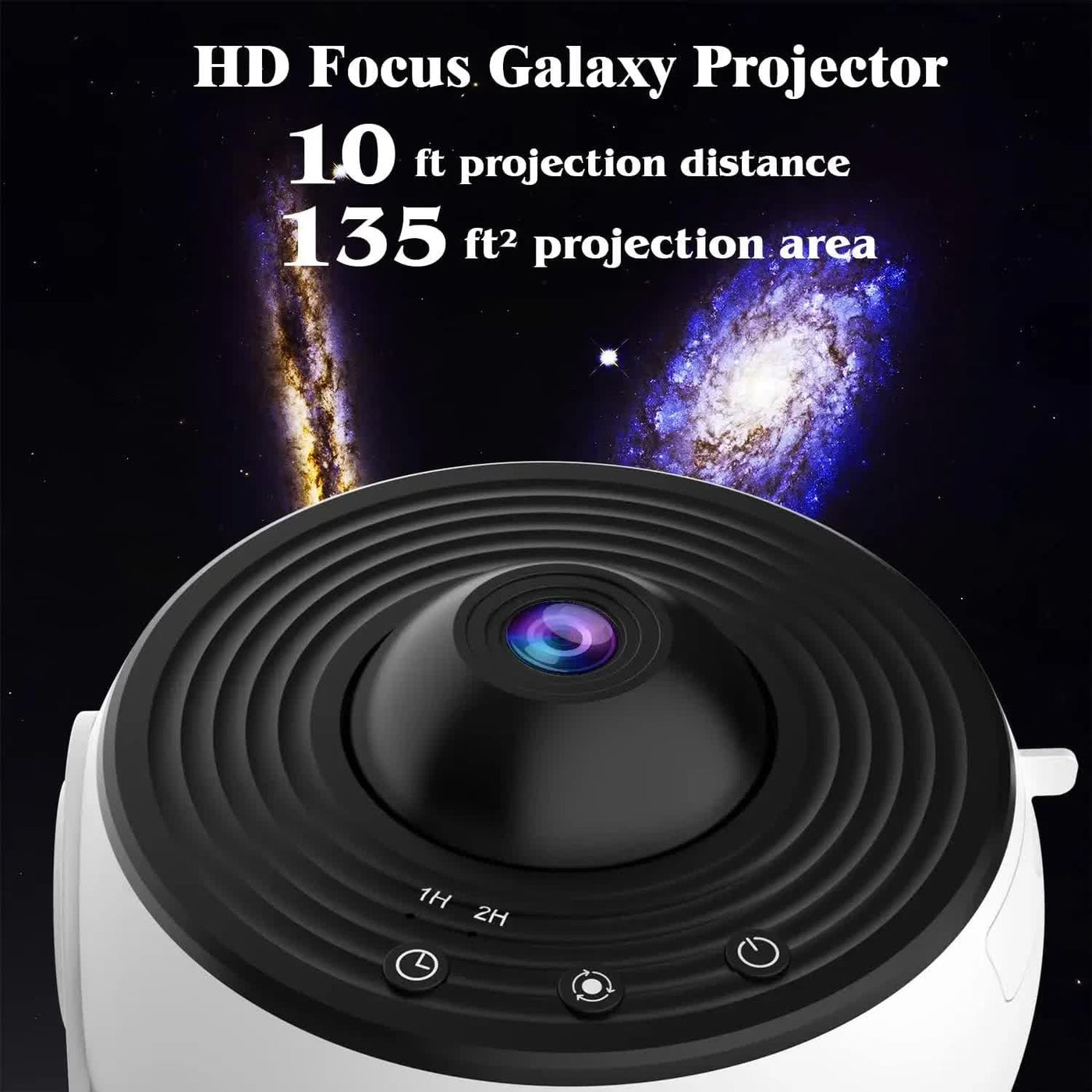 High-Definition Focusable Starry Galaxy Projector Lamp - Creative Bedroom Mood Light with 13 Film Slides (White)