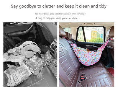 White Car Back Seat Organizer Hammock - Portable Storage Solution