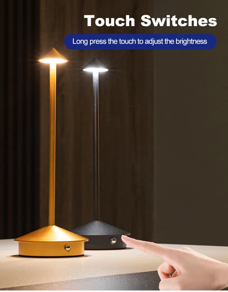 Blue Modern Minimalist Aluminum LED Mushroom Night Light - Creative Bedside Atmosphere Lamp for Dining Room and Bedroom