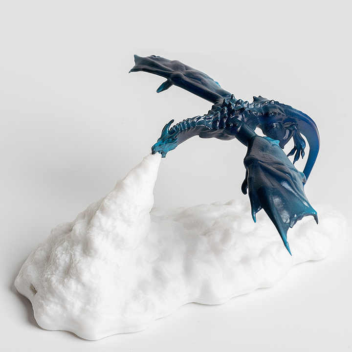 Blue Ice Dragon 3D Printed LED Dragon Flame Night Light - Unique Decorative Lamp for Desk, Bedroom & Gift Ideas