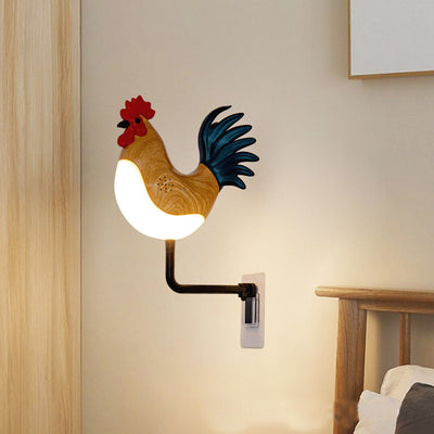 Grey USB Rechargeable Rooster Wall Lamp with Sound, Aromatherapy, and Decorative Design – Creative Nightlight for Bedroom and Corridor