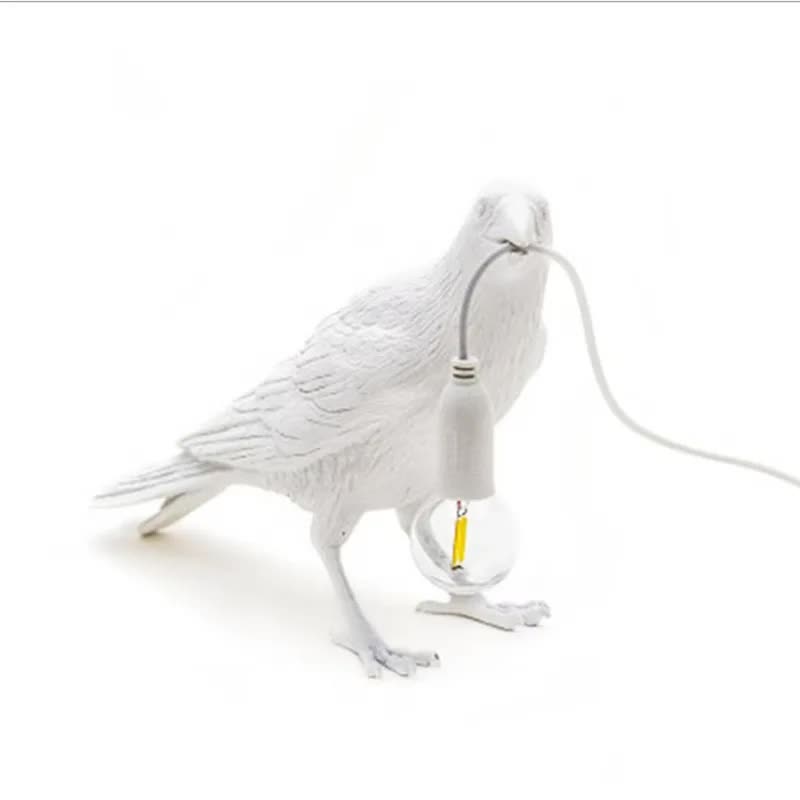 White Bird Left Wall Lamp Nordic Resin Bird Wall Lamp - Creative Animal Bedside Decorative USB Night Light, Stylish Bird Perched Lamp for Bedroom and Living Room