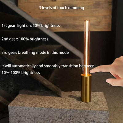 2 Pcs Gold Modern Minimalist Rechargeable Atmosphere Lamp – Touch-Control Night Light for Bedroom, Bar, and Portable Outdoor Use