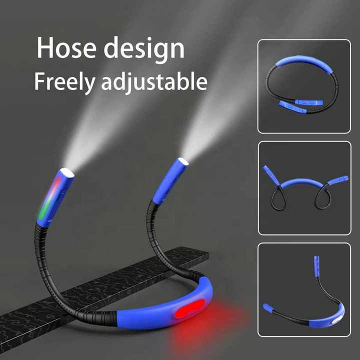 Black Hands-Free Adjustable LED Neck Reading Light with 3 Modes for Night Walking and Reading