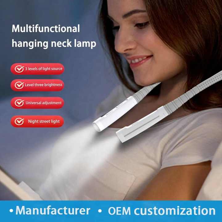 Black Hands-Free Adjustable LED Neck Reading Light with 3 Modes for Night Walking and Reading