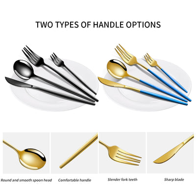 White And Gold Patchwork Colours 410 Stainless Steel 16-Piece Flatware Set - Elegant Dinnerware with Knife, Fork, Spoon for 4 People