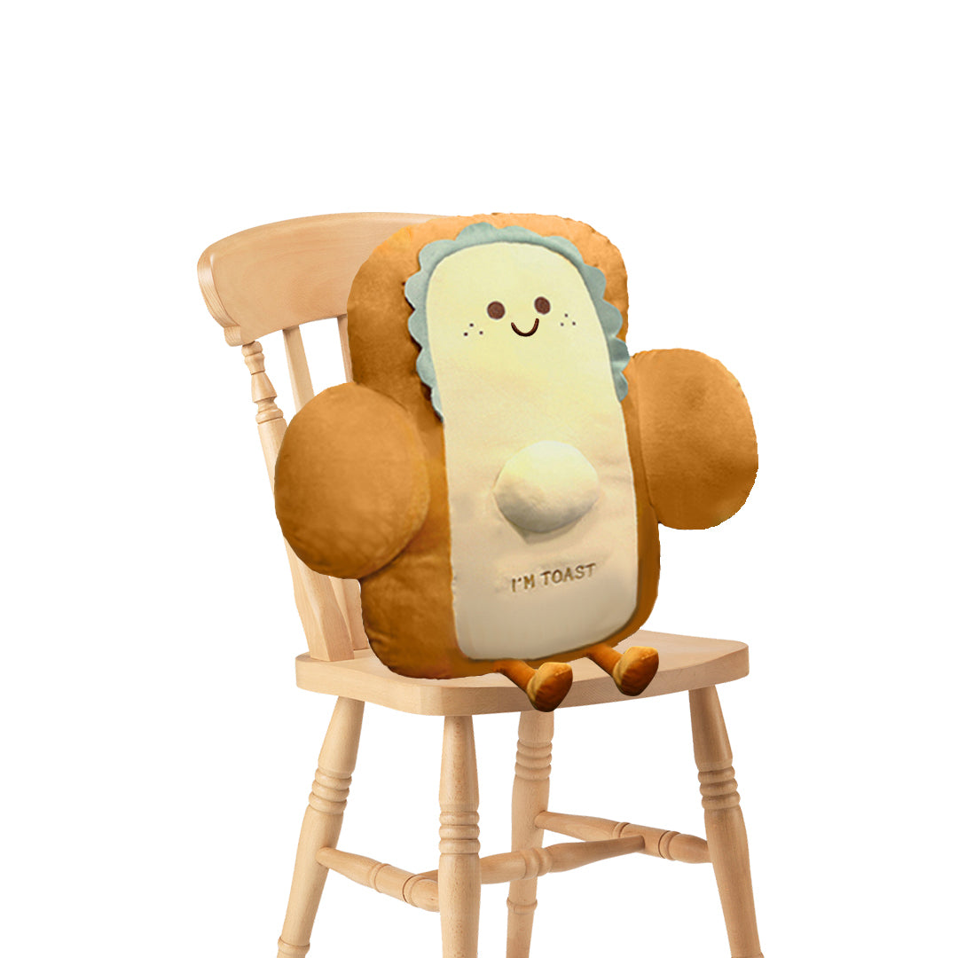 SOGA 58cm Cute Face Toast Bread Cushion Stuffed Car Seat Plush Cartoon Back Support Pillow Home Decor